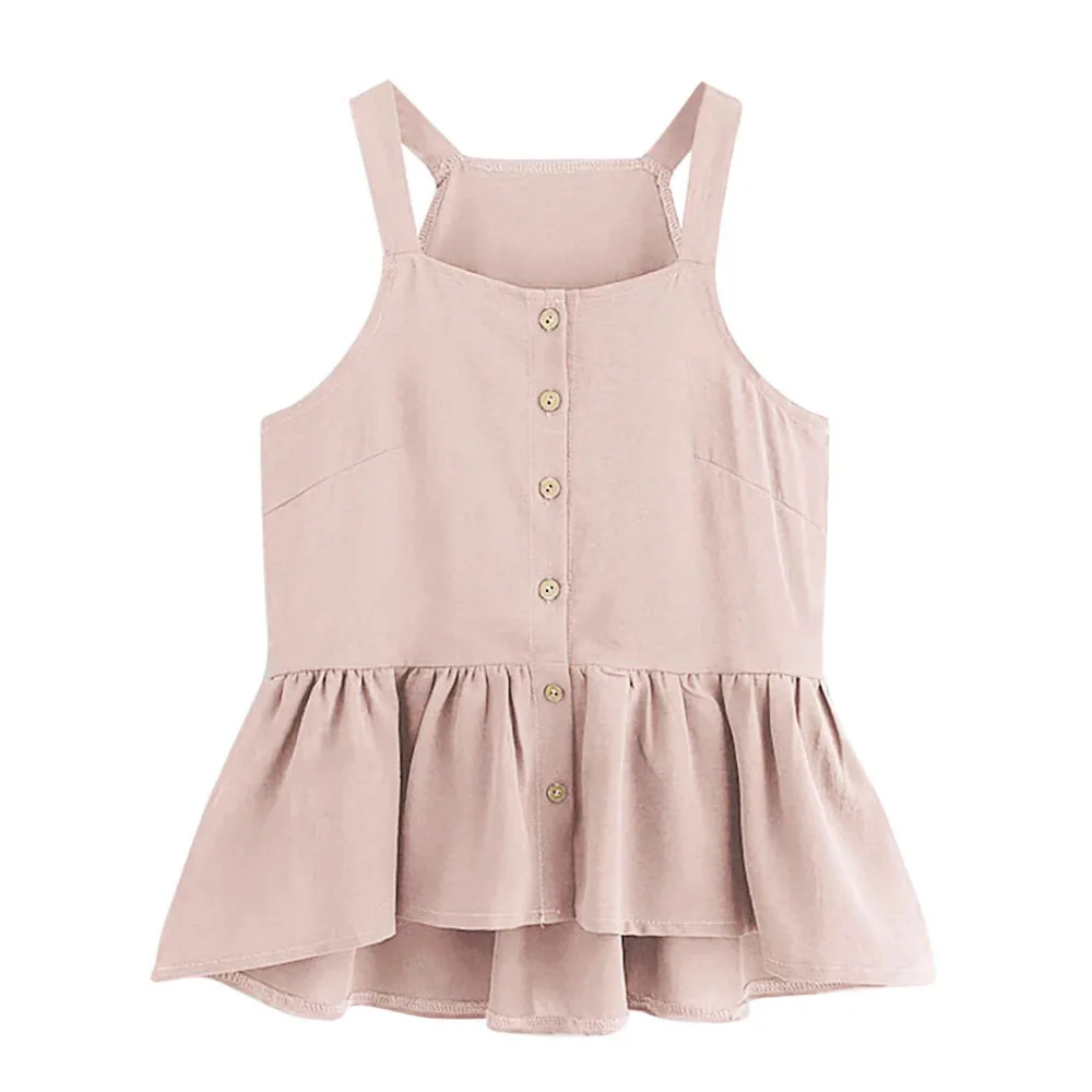 Women Blouse sleeveless shirt summer 2019 Ruffle Hem Tops Women Solid