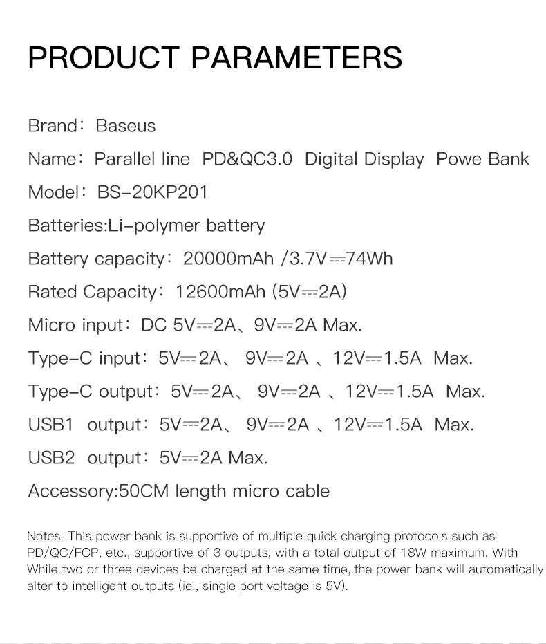Baseus, 20000 мА/ч, быстрая зарядка, внешний аккумулятор, Тип C, PD, QC3.0, быстрая зарядка для iPhone, samsung, Xiaomi 9, Тип C, USB зарядное устройство, внешний аккумулятор