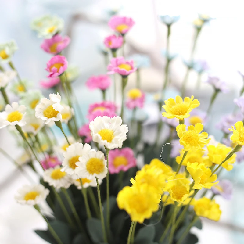 

PE Daisy 5 Colors Mini Yellow Daisy Artificial Flower Bouquet Wedding Party Table Decorations Home Decor
