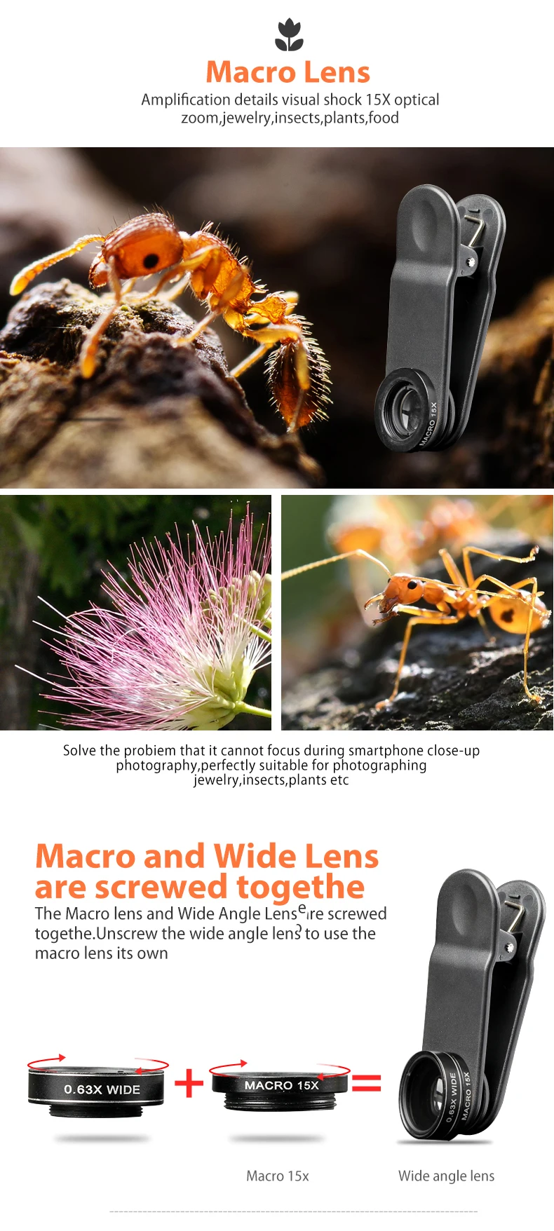 Phone lens XLOT 5 in 1 Fisheye Wide Angle 15X Marco Lens Telescope Lens CPL Mobile Phone Camera Lens for iPhone Samsung Xiaomi Samartphone (12)