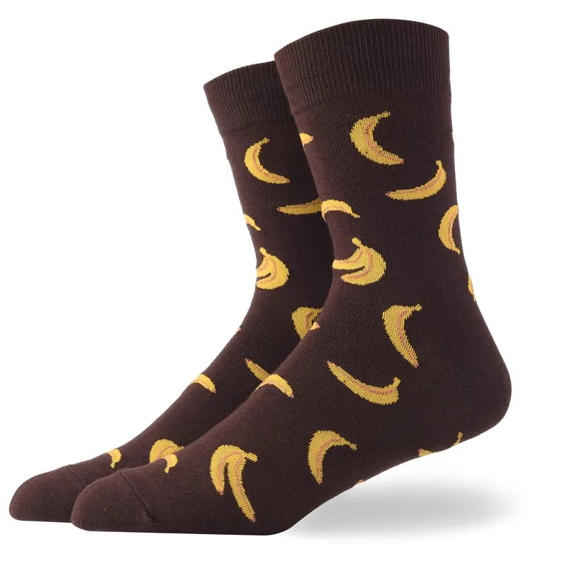 Мужские носки в стиле хип-хоп, calcetines meia, зимние хлопковые носки высокого качества, скейтборд, пиво, длинные, веселые, уличный стиль, модные, крутые - Цвет: banana