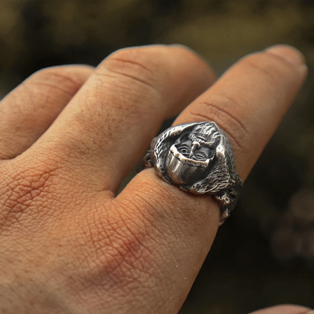 EYHIMD Скандинавская мифология Odin Raven серебряные кольца мужские Викинг-Волк кольцо из нержавеющей стали скандинавский амулет ювелирные изделия