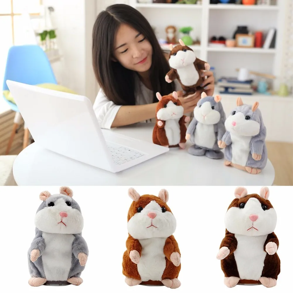 Children Plush Hamster Doll Toys Talking Hamster Mouse Pet Plush Toy Repeat What You Say Educational Toy for Children Gift