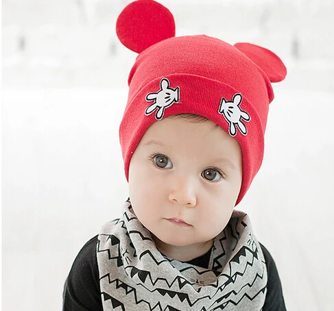 

2015 New Cartoon Mouse Knitted Baby Hats Fashion Knit Kids Caps Hot Beanies Caps Wholesale Free Shipping