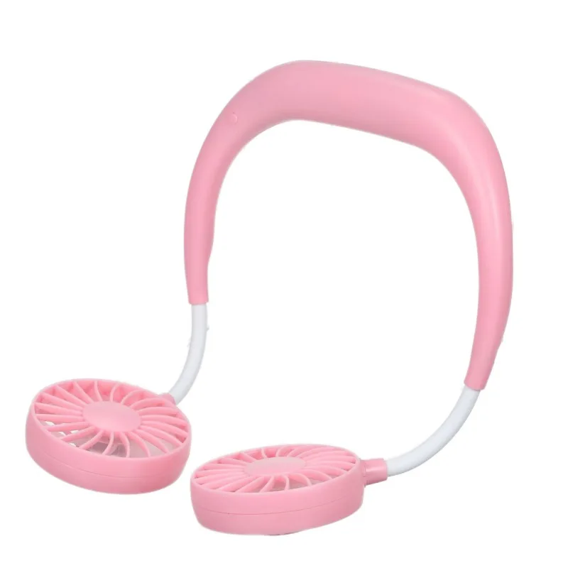 USB Rechargeable Wearable Hand Free Neckband Fan Personal Neck Double Fans 3 Speed Adjustable