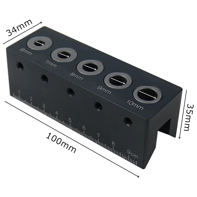 Wood Doweling Jig Straight Angle Guide Pocket Hole Jig Kit Aluminum Alloy Hole Drill Guide Locator
