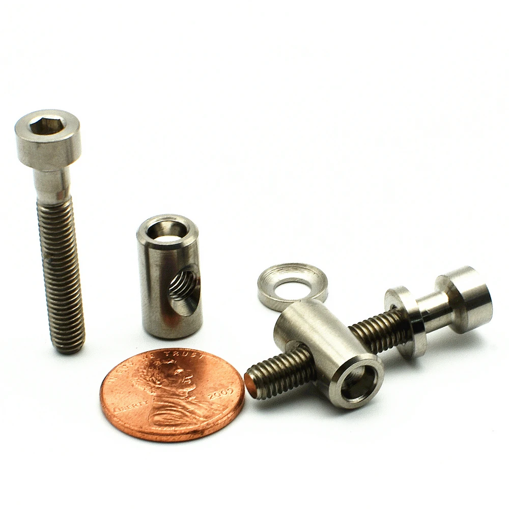 Titanium Bolts M5x30 Column Head with Nut Washer for Bicycle Seat Tube Titanium Color (1)