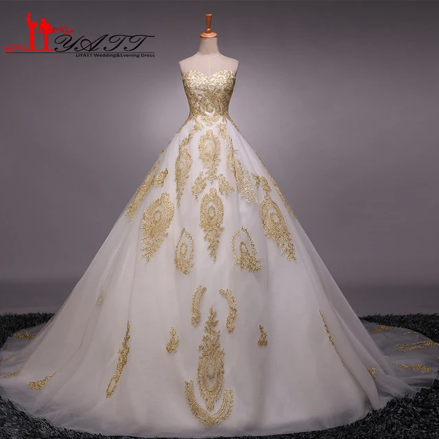 Abendkleider 2016 Arabic Style Vintage Gold Lace Dubai Liques Abendkleider 2016 Arabic Style Vintage Gold Lace Dubai Liques Ball Gown Luxury Elegance Wedding Bridal