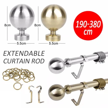 

Universal Extendable Window Curtain Rod Pole Rail Hanger Finial Set Bathroom Shower Curtain Accessory 120-210cm/190-380cm MAYITR