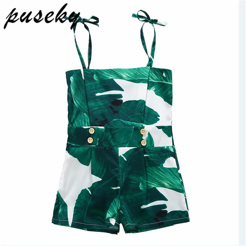 

Puseky Kids Baby Girl Strap Romper Jumpsuit Short Pants Trousers Overall Clothes Outfit Enfant Girls Flower Leaf Summer Romper