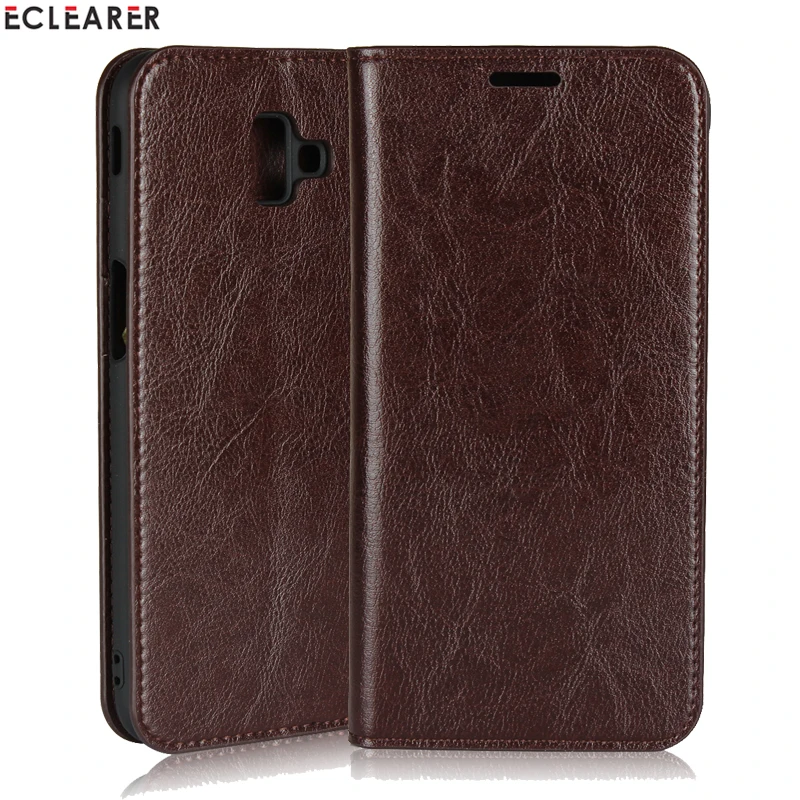 

ECLEARER Wallet Case For Samsung Galaxy J6 2018/ J6 Plus Genuine Leather Case For Samsung Galaxy J4 Plus Flip Cover Phone Cases