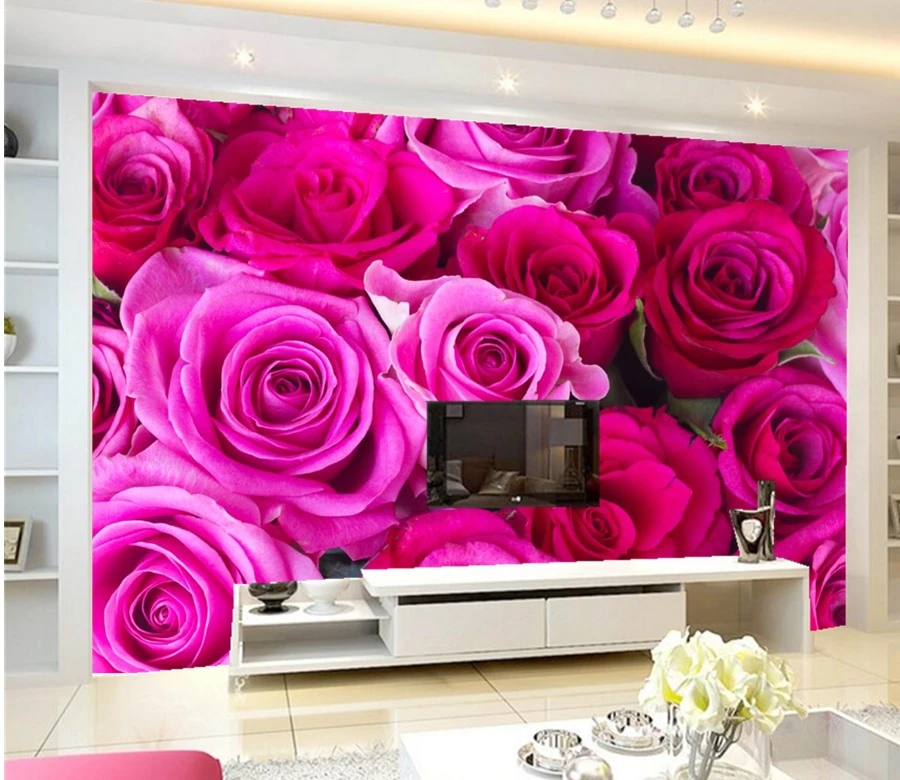 Custom Mural Papel De Parede,roses Closeup Pink Color Flowers Wallpapers,  Living Room Tv Background Sofa Wall Kids Room Murals - Wallpapers -  AliExpress