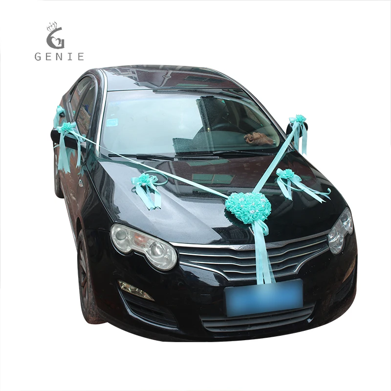 Fleurs Artificielles Decoration De Voiture De Mariage Ensembles Tiffany Bleu Guirlande De Mariage Theme Fournitures Mousse Rose Fleurs Perles Diy Guirlande Aliexpress