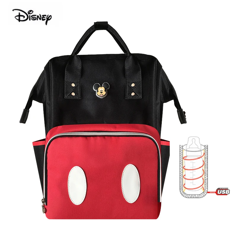 Disney рюкзак для беременных, сумка для мамы, многофункциональная, большая емкость, USB нагреватель, сумка для беременных, кормящих женщин, сумка для мамы и ребенка - Цвет: Red