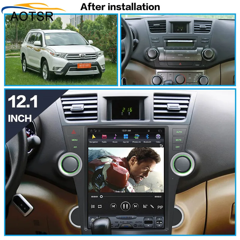 Flash Deal Tesla Style Android 7.1 Car multimedia player head unit For Toyota Highlander 2007-2013 car gps navigation radio stereo no dvd 3