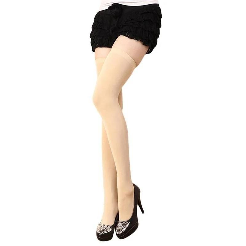 1Pair Women Girls Opaque Over Knee Thigh High Elastic Sexy Stockings Black/White Over the knee stockings Women Stocking