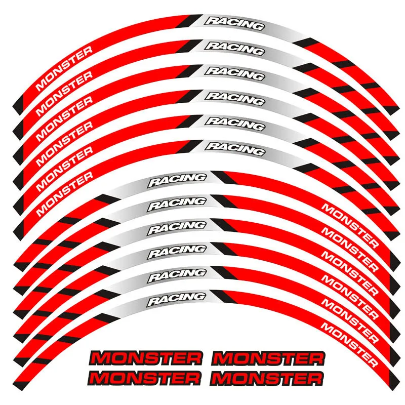 Decalques para Ducati Venda Quente Novo Borda Grossa Exterior Adesivo Listra Roda Monster 695 696 796 1100 s 797 821 795 12 Pçs 3 Venda quente novo 12 pçs borda grossa