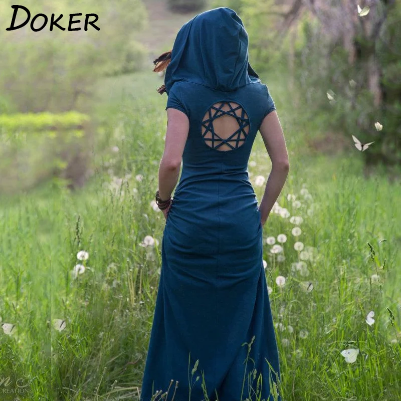 2018 Vintage Kaleidoscope Hollow Dress Forest Elven Gypsy Robe Dress Festival Clothing Women Boho Romantic Straight Maxi Dress