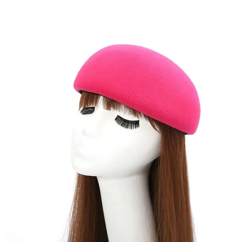 HANYUNXUANHAO, женская и мужская фетровая шляпа-Клош, фетровая шляпа, Осень-зима, винтажные купольные фетровые шляпы унисекс, котелок, круглые шапки - Цвет: Rose Red