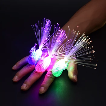 

1000pcs Peacock Shape Finger Lamp Children's Light-emitting Toys Colorful Kids Luminous Ring Finger Light Luminous Color