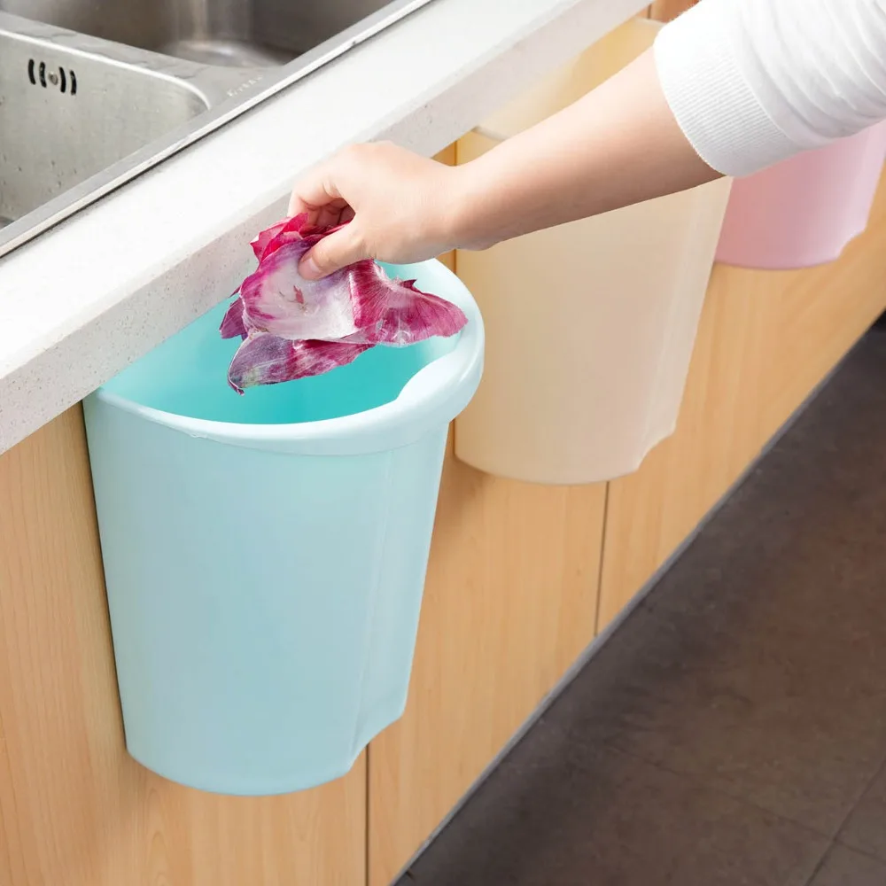 Kitchen Cabinet Door Hanging Trash Garbage Bin Can Rubbish Container TOP Kitchen Bin Storage Box Candy Color