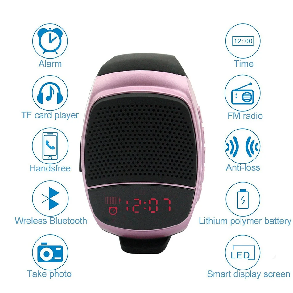 На запястье спортивные часы bluetooth-динамик громкой связи TF карты игральные fm Радио