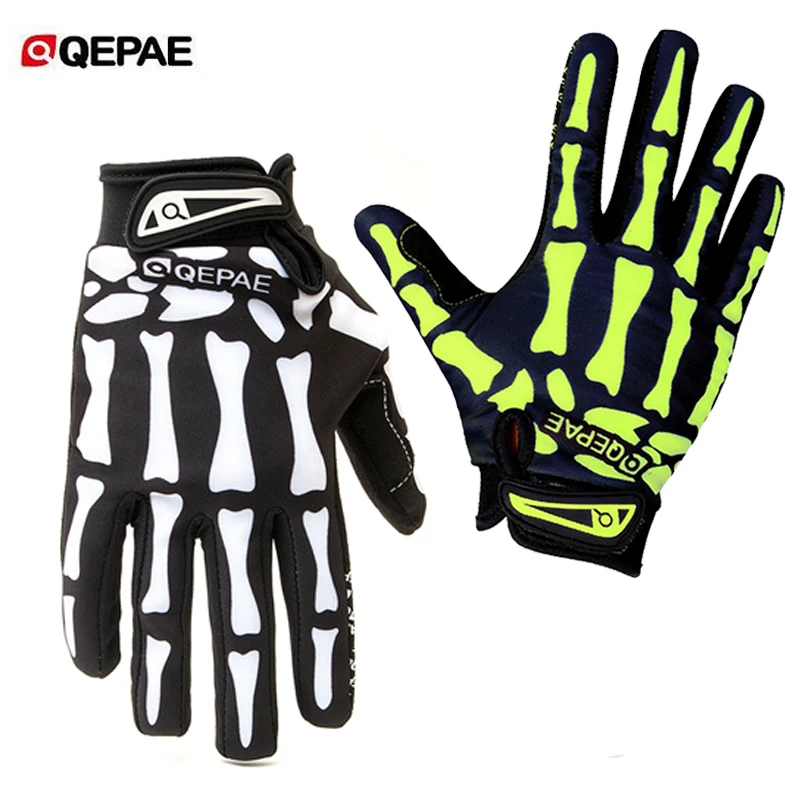 Buen trato Qeqae-guantes de esqueleto del dedo completo, patrón de esqueleto, para ciclismo, motocicleta y carreras oXJ1RmRQ