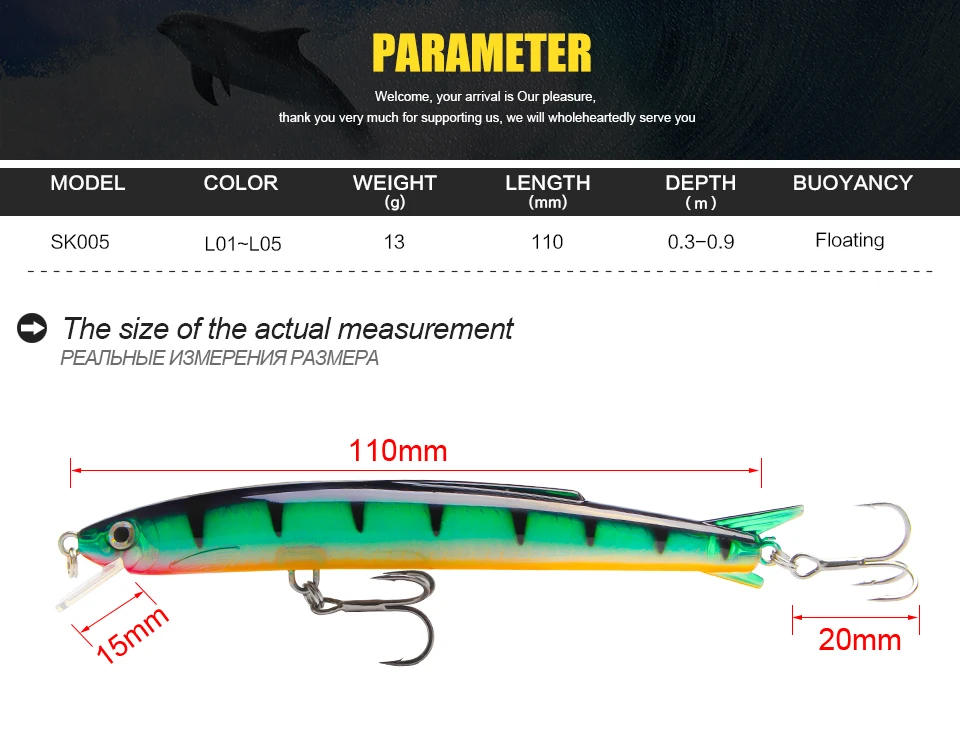 SeaKnight Minnow приманки для ловли рыбы, SK005, твердая приманка 5 шт./лот 110 мм 13g 0,3-0,9 м плавающие искусственные приманки 2 Крючки ПВХ, приманка для рыбалки, набор для рыбалки