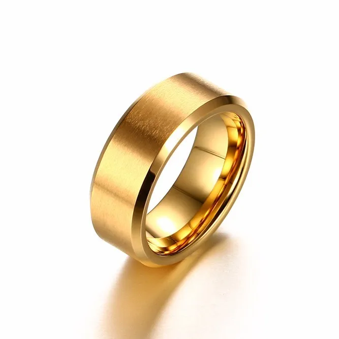 Обручальное кольцо из карбида вольфрама 8 мм - Цвет основного камня: Цвет: желтый