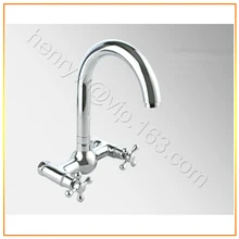 L15778-Роскошный Двойной Ручкой Настенный Горячей и Холодной Воды Хром Цвет Латунь Кухонный Смеситель