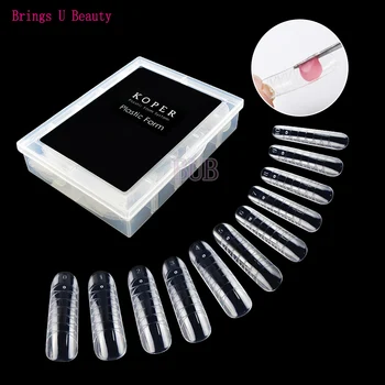 

120pcs Middle-Size Jelly Poly Gel False Nail Art Tips Model Form with Lines Full Cover UV Gel Acrylic Fake Nails Extension #0~11