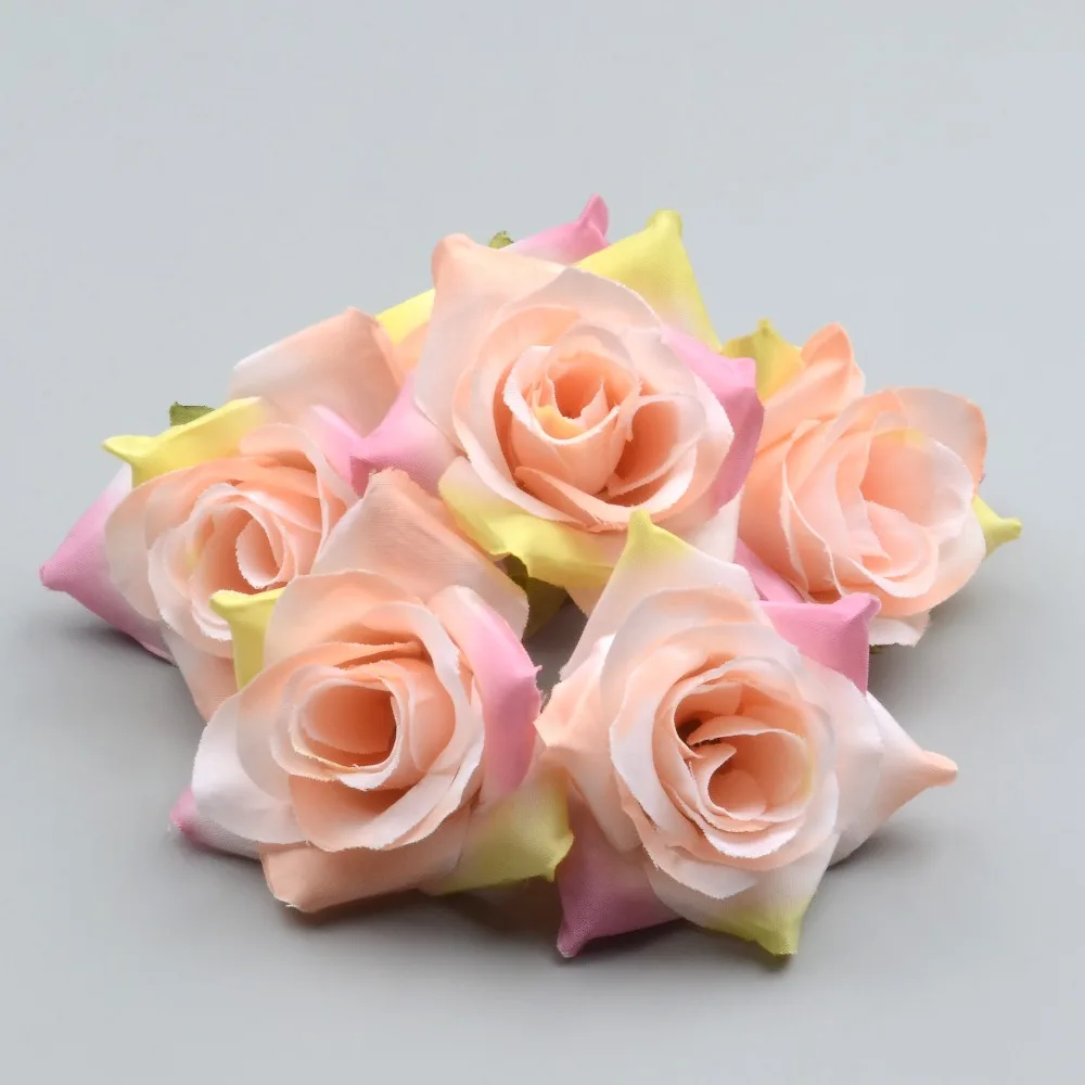 

50PCS DIY Artificial Pink Rose Silk Flowers Head For Home Wedding Party Decoration Wreath Gift Box Scrapbooking Fake Flowers