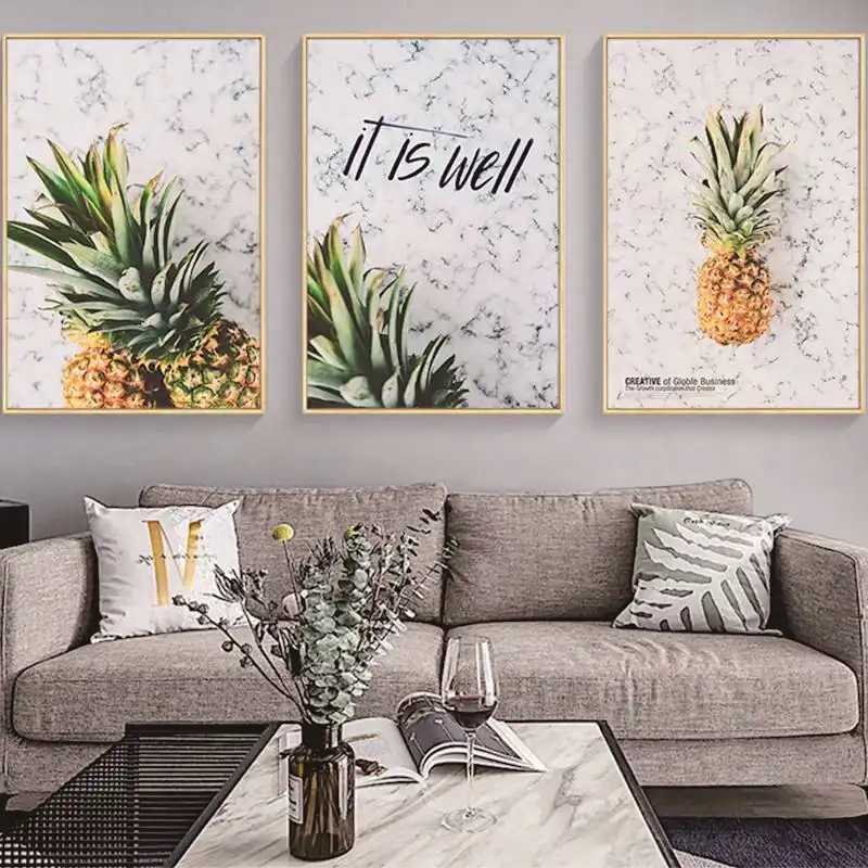 Yellow Pineapple Fruit Canvas Paintings Kitchen Room Decoration Foods Posters Hd Print Wall Art Picture For Restaurant No Framed Painting Calligraphy Aliexpress