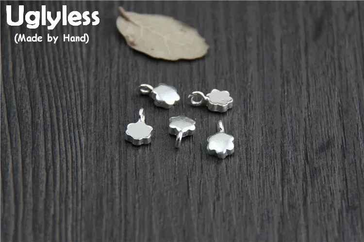 

Uglyless Real S925 Sterling Silver Flowers Charms Accessory Jewelry DIY Handmade MINI Size Floral Pendants Bijoux Small Findings