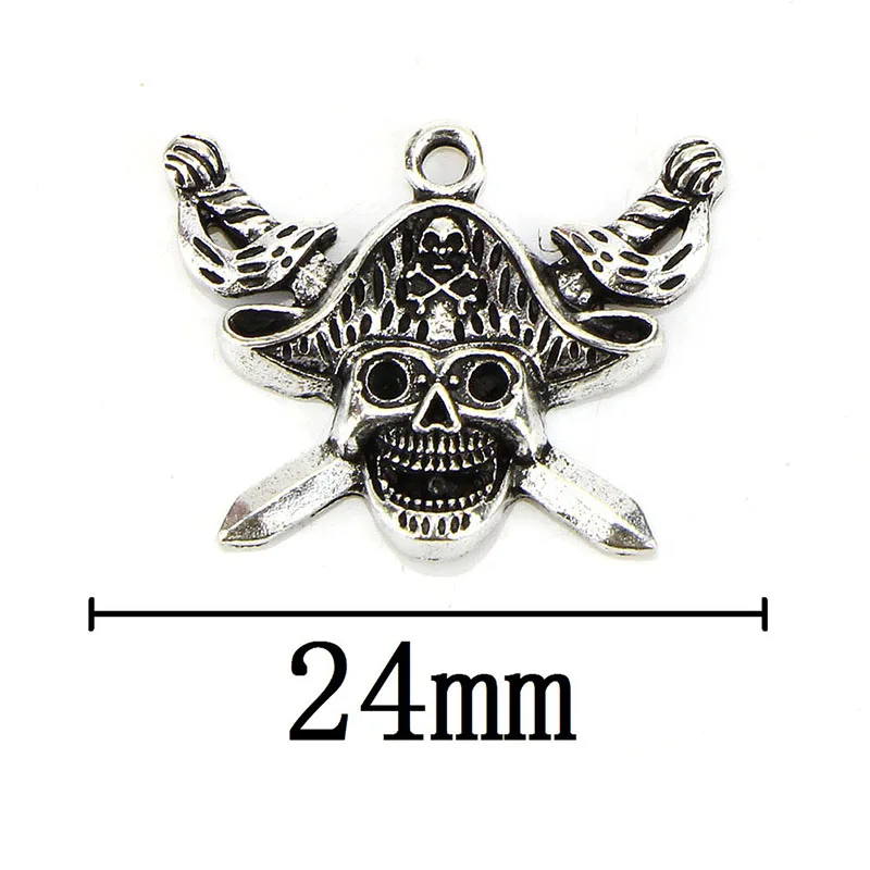 10PCS Halloween Skull Pendants Tibetan Silver Charms DIY Jewelry Findings Gifts For Kids