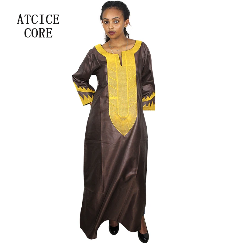 

african fashion design soft silk material embroidery design dress long dress A226#