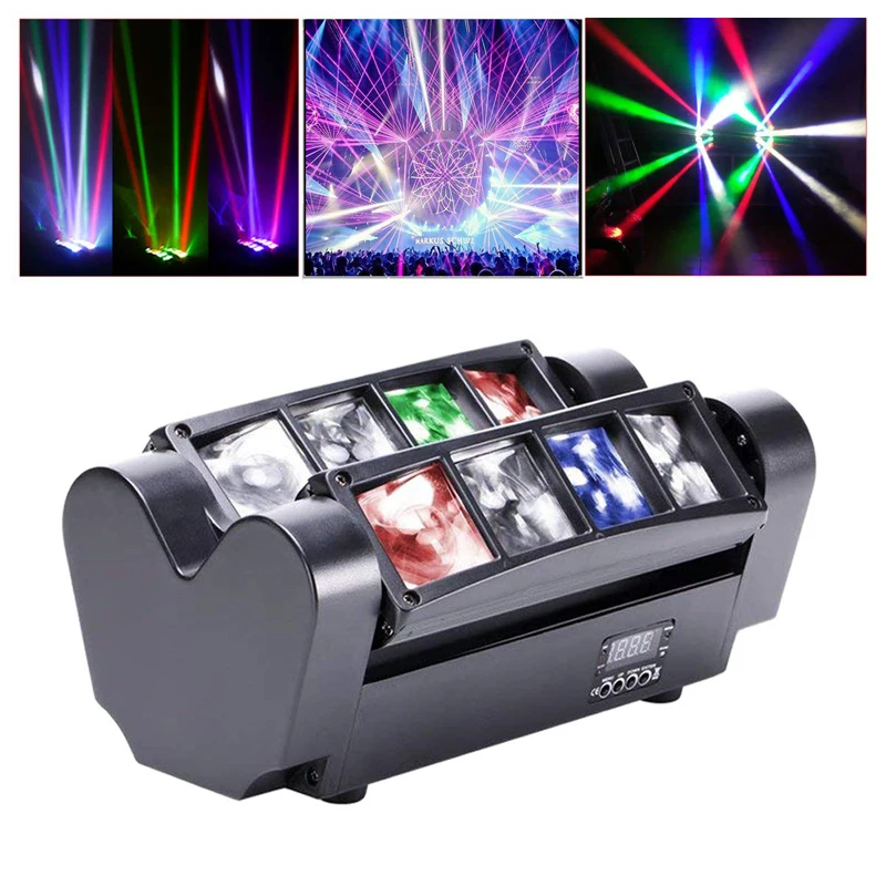 Free Shipping 8*10W LED Mini Spider Beam Wash Stage Equipment Effect Light for DJ Disco RGBW Full  Color DMX Projector Lamp