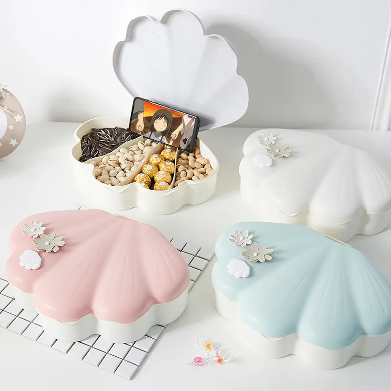

Shell Design Plastic Storage Box for Seeds Nuts Candy Dry Fruits Case Plum Type Protect Fruit Case Organizer Snack Candy Box