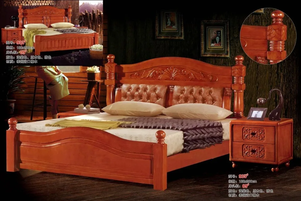 high quality bed Oak Bedroom furniture bed factory price Oak bed 11