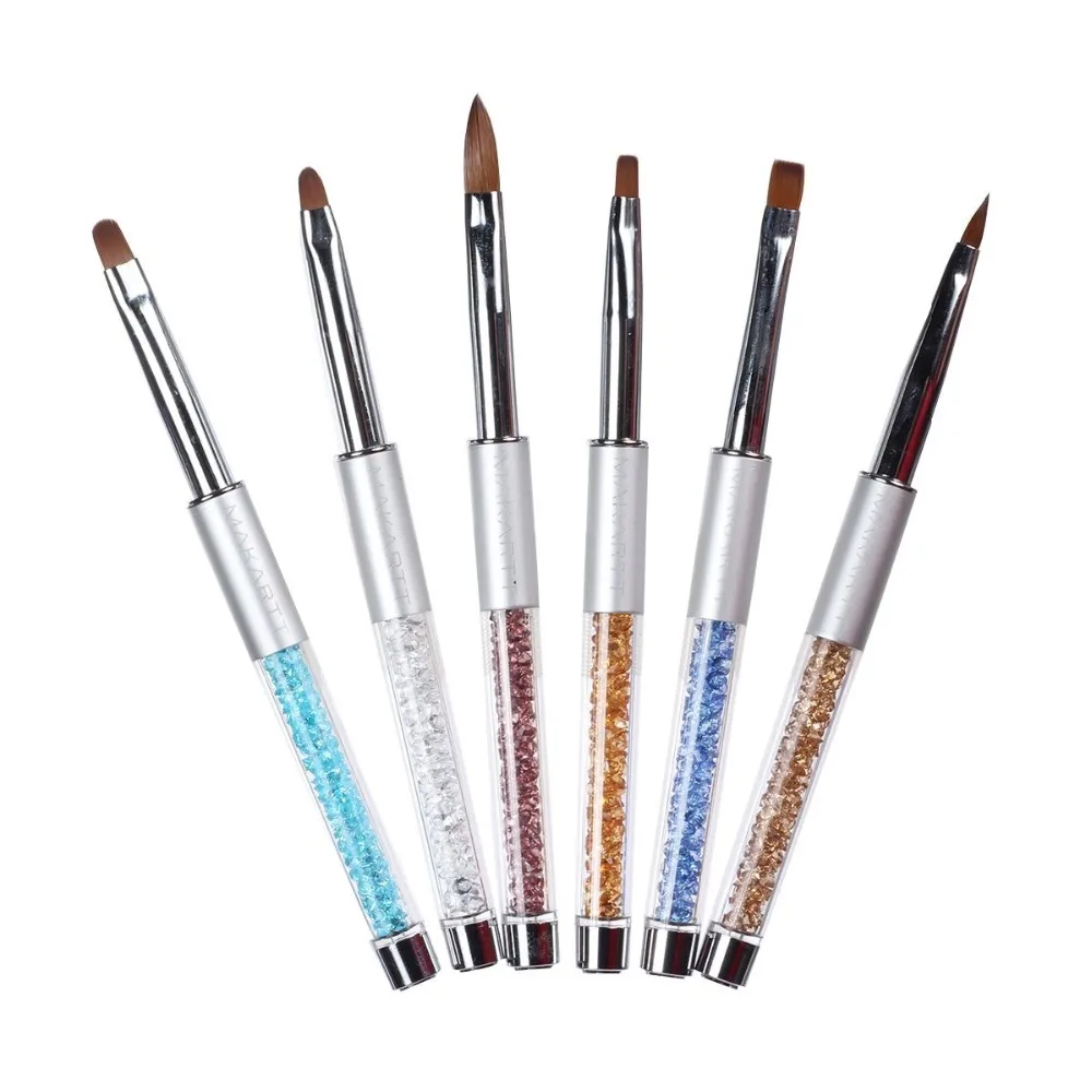 Jogo de Escova da Arte do Unha Alça com Roll Makartt Jogos Lote Luxo 6 Pçs Set Sable Acrílico Escova Gel Caneta Strass up Bolsa G0166xx 30 –