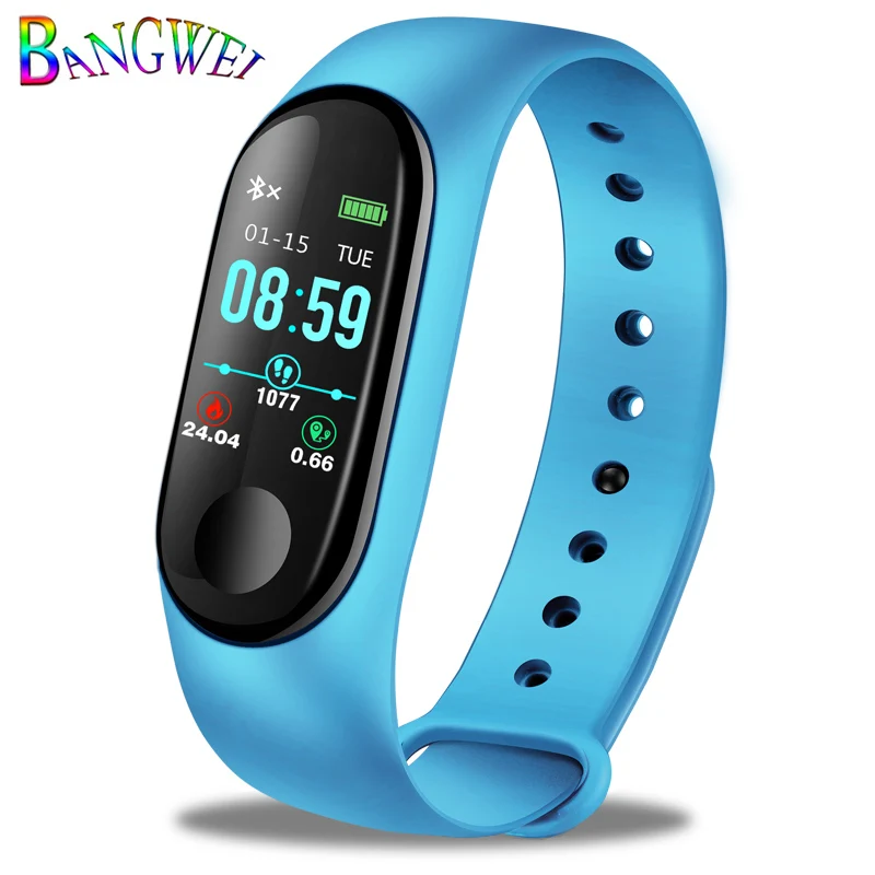 LIGE, умный спортивный браслет, водонепроницаемые фитнес-часы, кровяное давление, пульсометр, шагомер, умные часы для женщин, для Android iOS - Цвет: Light blue