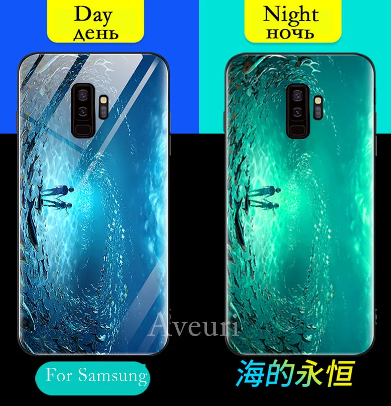 Чехол в виде светящегося стекла для samsung Galaxy Note 10 Plus S8 S9 S10 Plus Note 9 Coque Силиконовый чехол для телефона для samsung S8 Plus S9