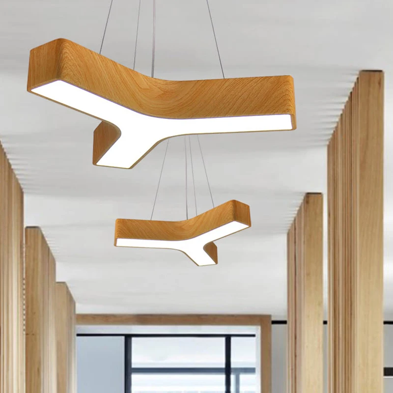 

Modern led lamp office Pendant Light Wood Y shape Suspension Pendant Lamp For living room restaurant Pendant Home lighting AL021