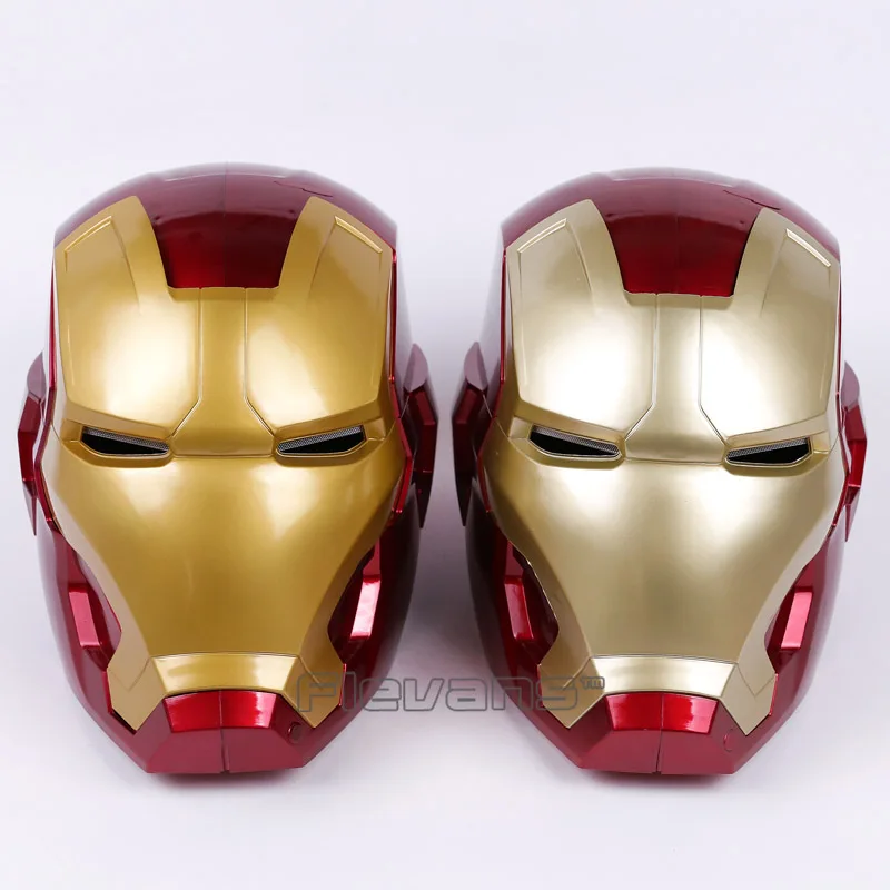 ФОТО High Quality Iron Man Helmet Ring Sensor Switch Tony Stark Cosplay Mask with LED Light Collection Model For Children 2 Colors