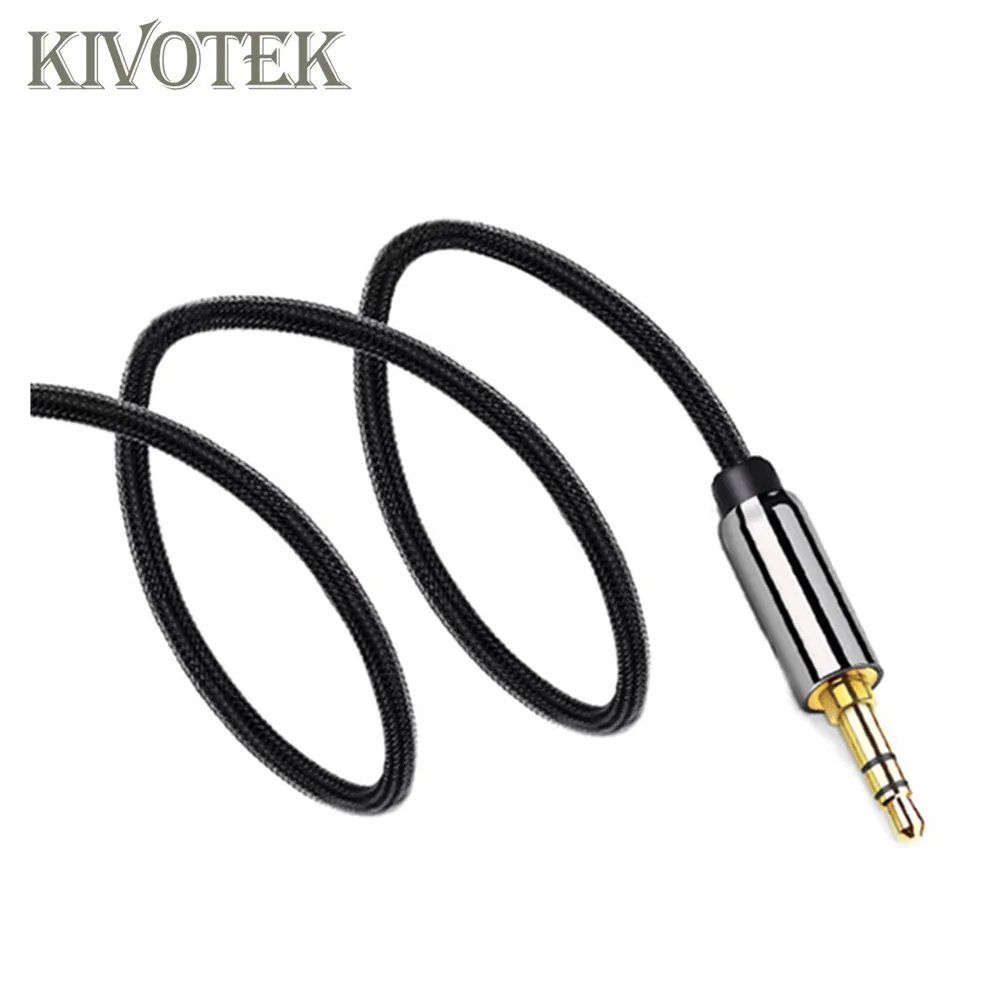 KIVOTEK 3 5mm Jack Audio cable Gold Plated 3 5 mm Male to male Cloth audio Aux Cable For Phone Car Headphone Beats Speaker