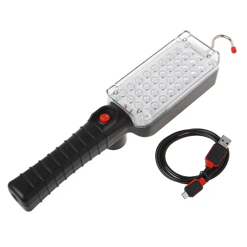 Портативный USB Перезаряжаемый рабочий свет COB ремонтная лампа с магнитом и крюком 34 светодиодный фонарик