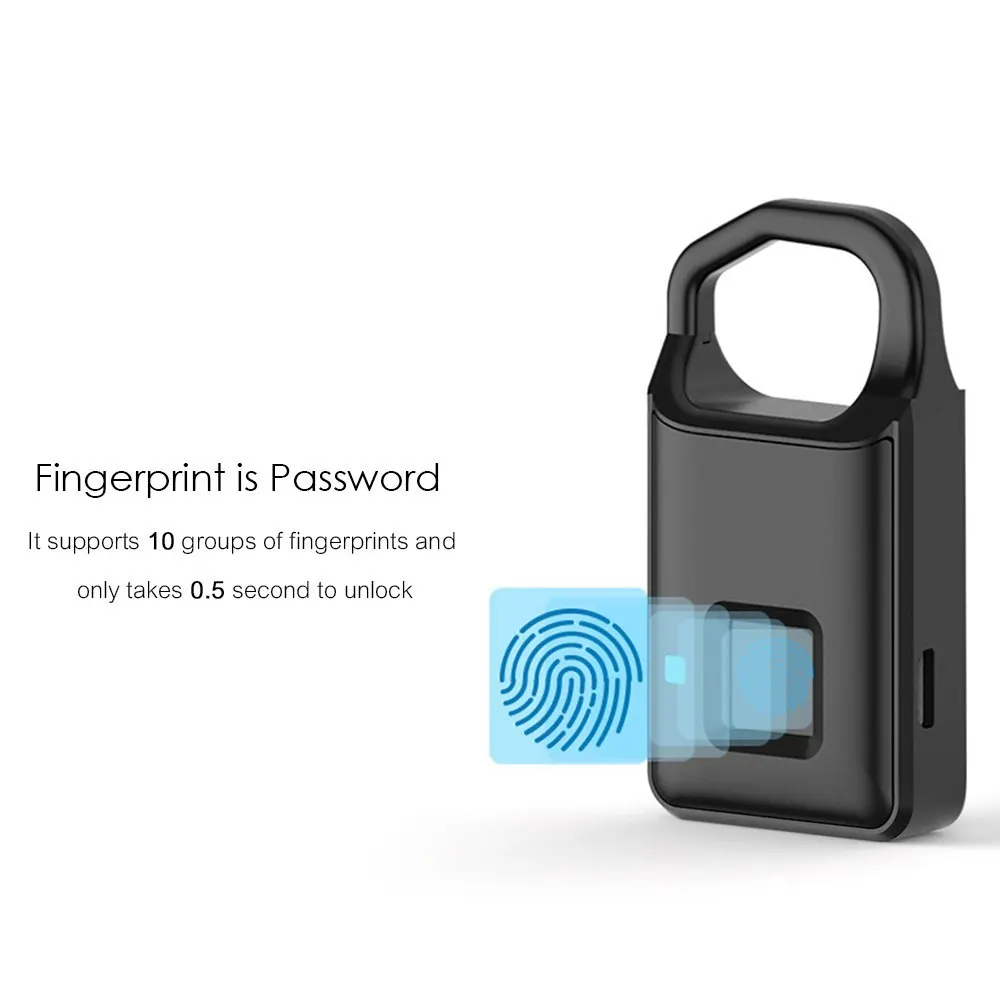 Smart Keyless Fingerprint Lock USB Charge Anti-Theft Security небольшой замок для багажа сумка Быстрый отклик 10 групп отпечатков пальцев