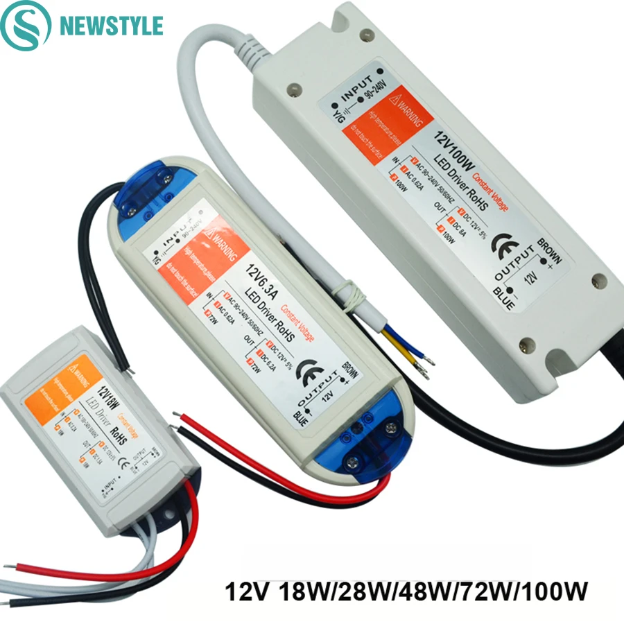 newstyle DC12V 18W 28W 48W 72W 100W Lighting Transformers LED Driver