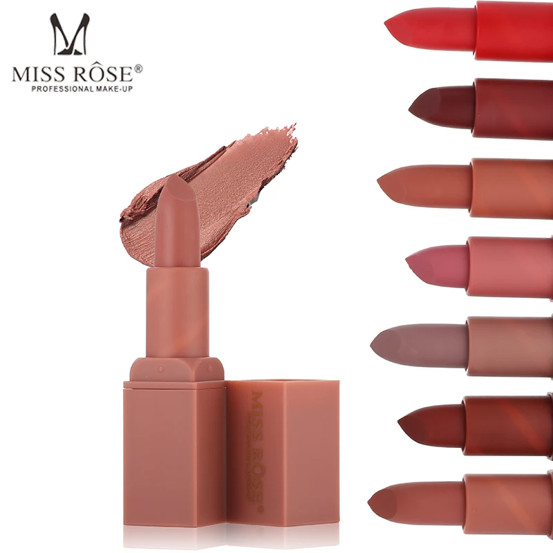 Miss Rose Matte Lipstick makeup 12 Colors choose Lipstick for women Long-Lasting Waterproof Lipstick Matte cosmetics makeup