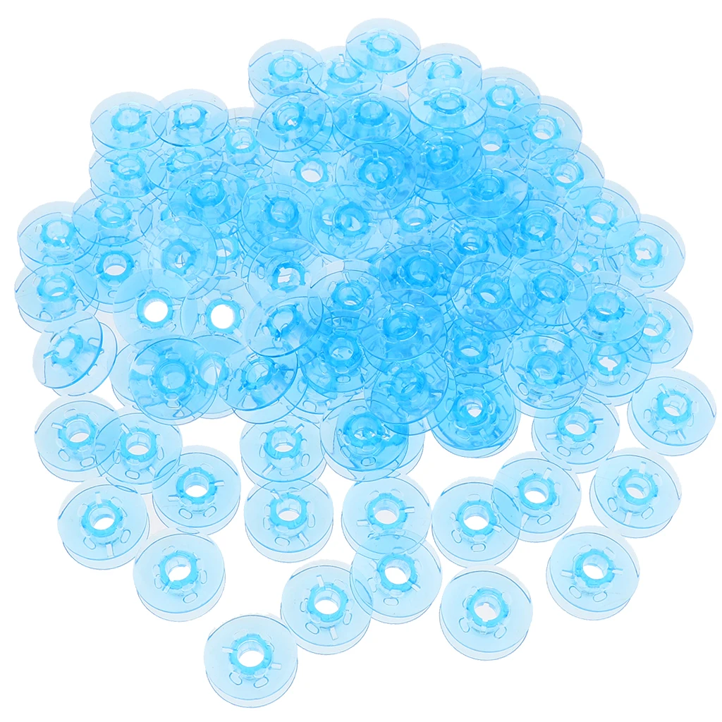 

100Pcs Domestic Sewing Machine Plastic Spool Bobbins for PFAFF Blue